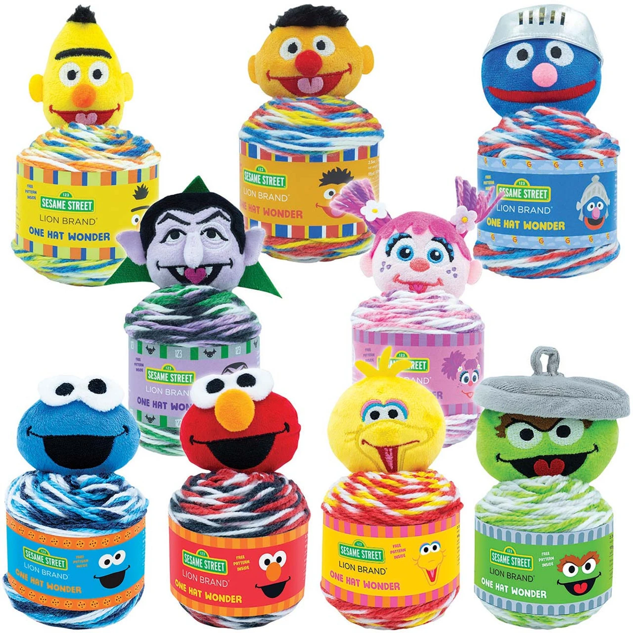 Lion Brand Sesame Street One Hat Wonder Buy-9 Yarn Pack 3 Lion Brand Sesame Street One Hat Wonder Buy-9 Yarn Pack