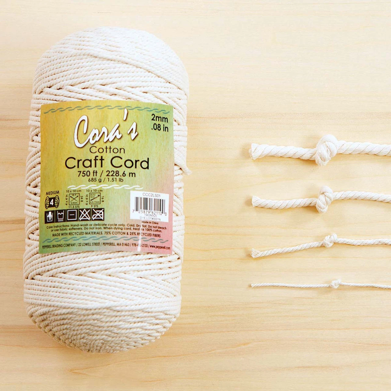 Pepperell Crafts Natural Cotton Craft Cord 2mm/750ft 3 Pepperell Crafts Natural Cotton Craft Cord 2mm/750ft