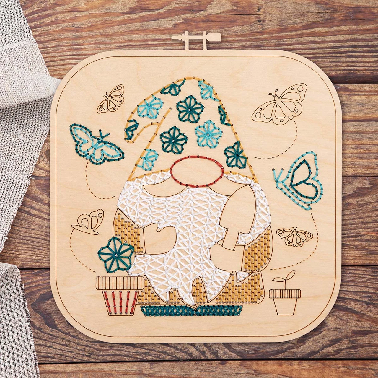 Leisure Arts Gnome Butterflies Wood Stitchery 4 Leisure Arts Gnome Butterflies Wood Stitchery - Image 2