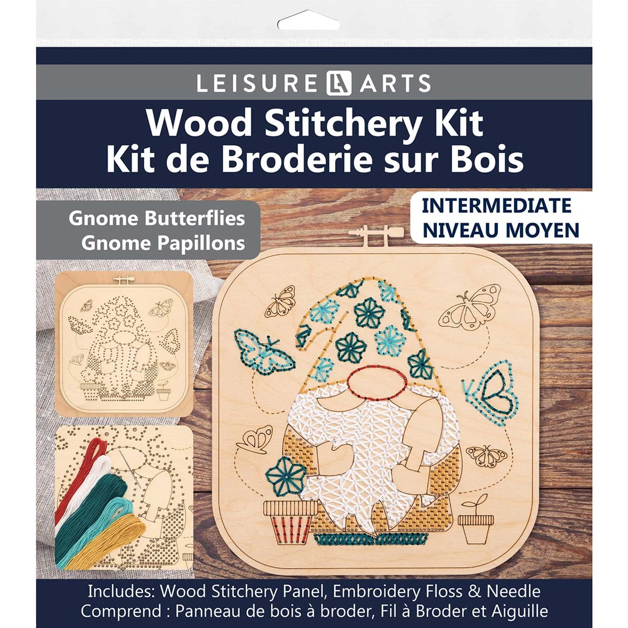 Leisure Arts Gnome Butterflies Wood Stitchery 6 Leisure Arts Gnome Butterflies Wood Stitchery - Image 4