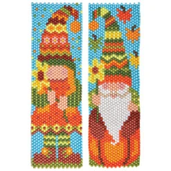 Herrschners Pumpkin & Sunflower Gnome, Set Of 2 Pony Bead Kit