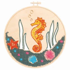 Leisure Arts Swimming Seahorse Kit Wood Stitchery