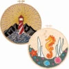 Leisure Arts Lighthouse & Seahorse Set Wood Stitchery -Robotime Zone 042644 98366.1695740434