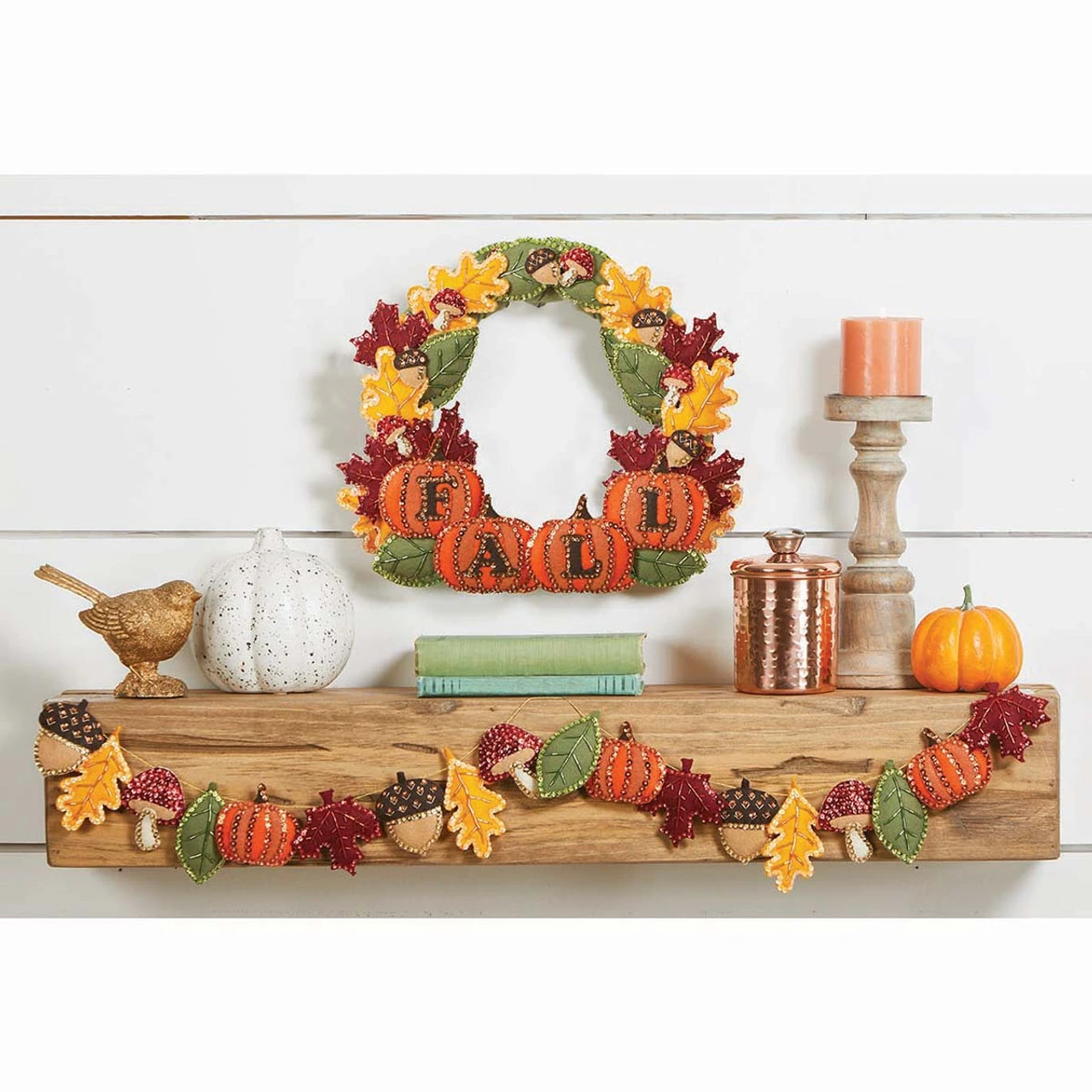 Herrschners Colors Of Fall Wreath & Garland, Set Of 2 Felt & Sequin Kit 3 Herrschners Colors Of Fall Wreath & Garland, Set Of 2 Felt & Sequin Kit