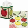 Herrschners Colorful Apples Tissue Box & Coasters, Set Of 2 Pony Bead Kit -Robotime Zone 048575 83049.1693399714