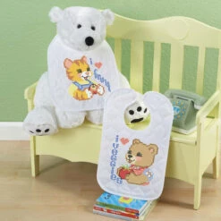 Herrschners Little Farmers Bibs Stamped Cross-Stitch Kit