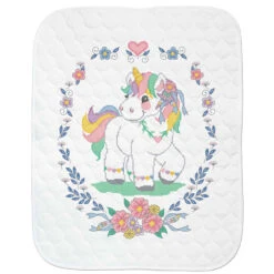 Baby By Herrschners Boho Rainbow Unicorn Baby Quilt Stamped Cross-Stitch Kit