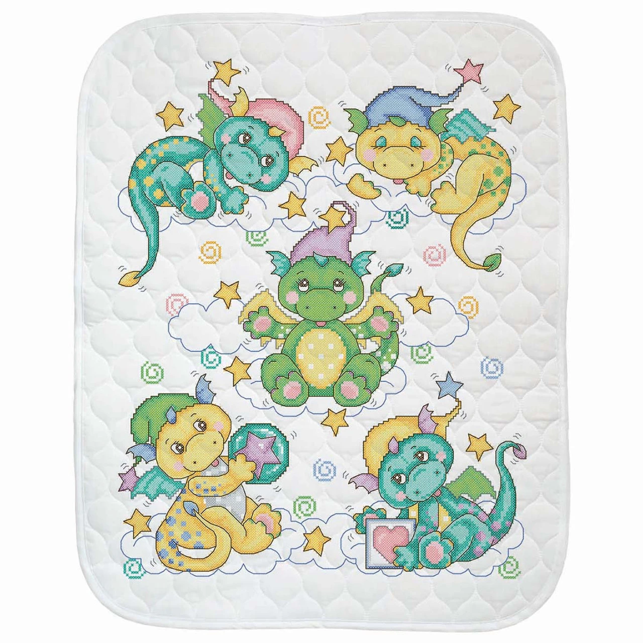 Baby By Herrschners Sleepy Dragons Baby Quilt Stamped Cross-Stitch Kit 3 Baby By Herrschners Sleepy Dragons Baby Quilt Stamped Cross-Stitch Kit