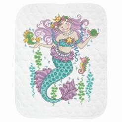 Baby By Herrschners Mermaid Princess Baby Quilt Stamped Cross-Stitch
