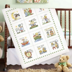 Baby By Herrschners Nursery Rhymes Quilt Top Stamped Cross-Stitch Kit