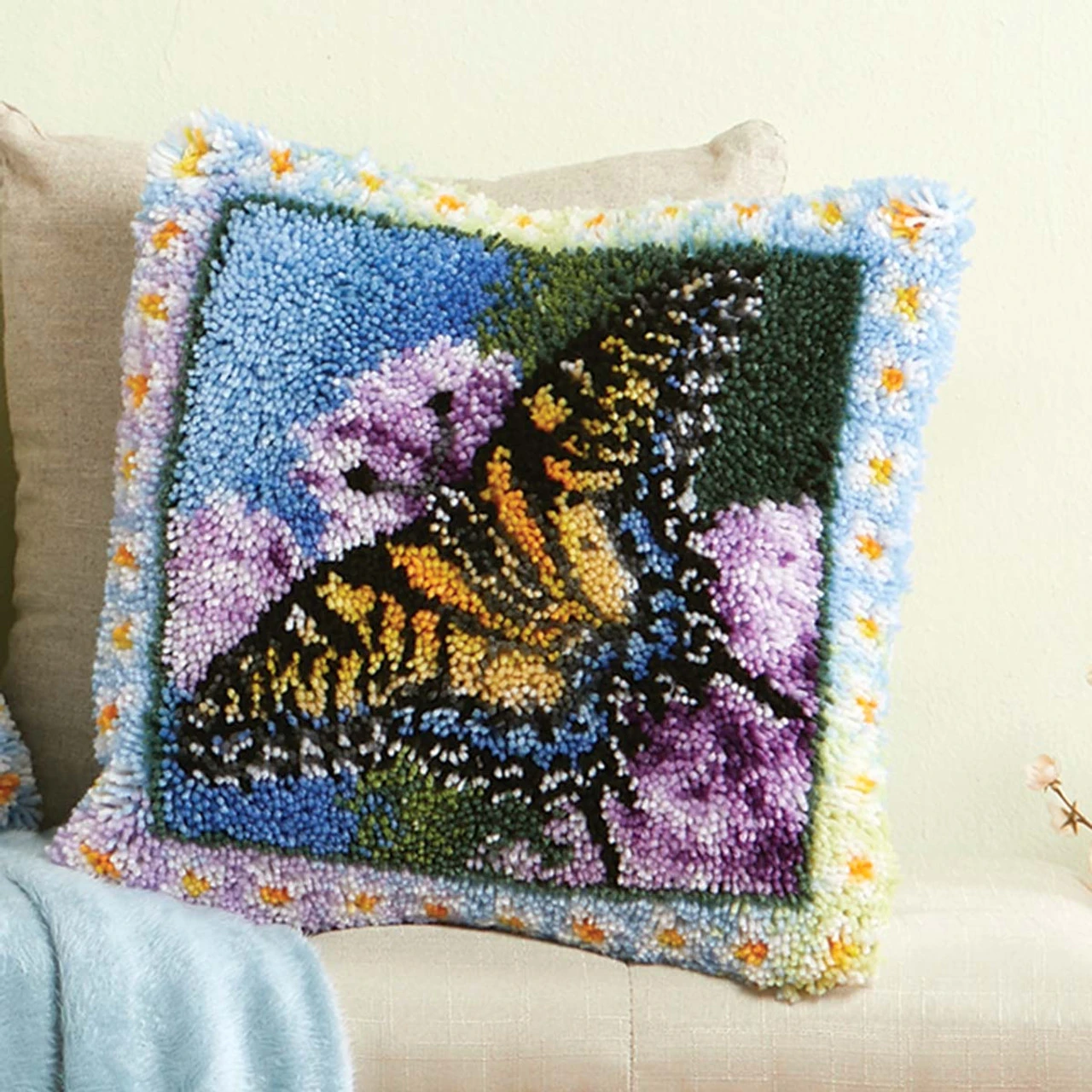 Herrschners Butterfly Dance Pillow Latch Hook Kit 3 Herrschners Butterfly Dance Pillow Latch Hook Kit