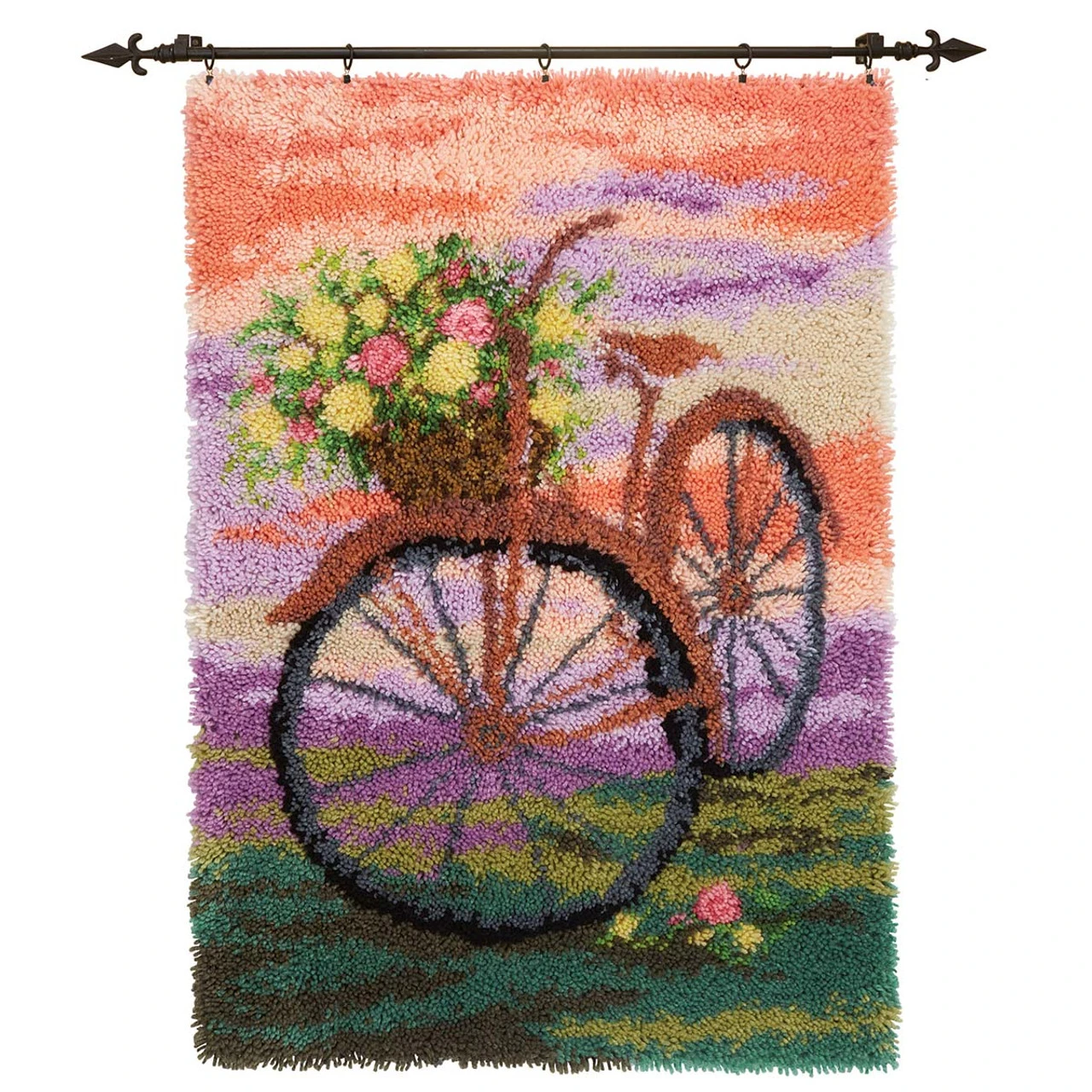 Herrschners Bicycle With Flowers Latch Hook Kit 3 Herrschners Bicycle With Flowers Latch Hook Kit