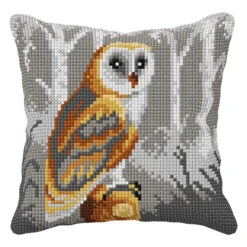 Orchidea Owl Pillow Cover Stamped Cross-Stitch Kit
