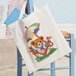 Herrschners Bear With Umbrella Bag Punch Needle Kit