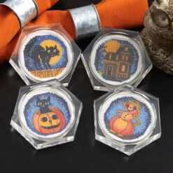 Herrschners Vintage Halloween Coasters Counted Cross-Stitch Kit