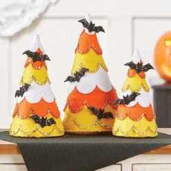 Candy Corn Felt Trees