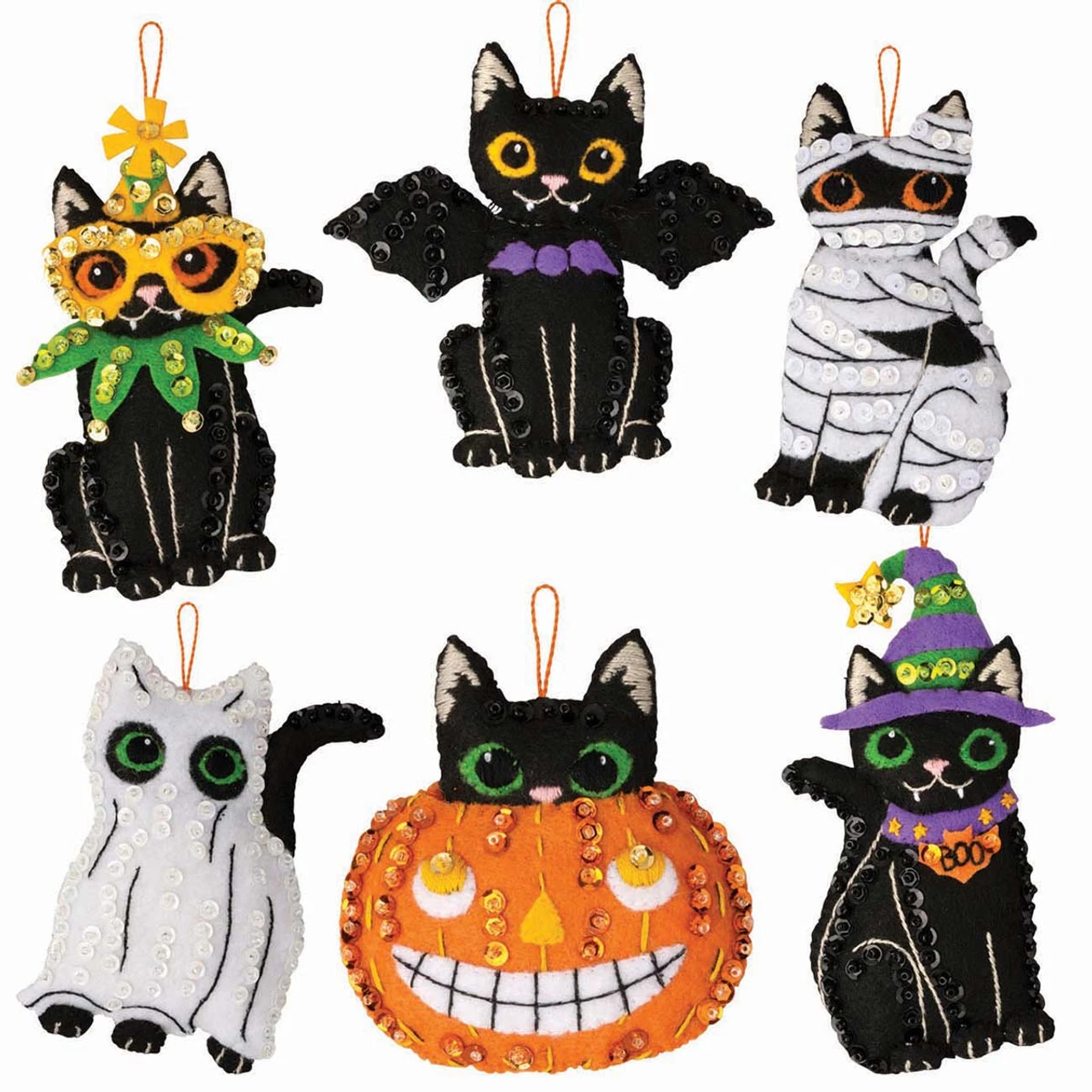 Bucilla Halloween Cats Felt & Sequin Kit 3 Bucilla Halloween Cats Felt & Sequin Kit