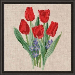 Permin Pretty Red Tulips Counted Cross-Stitch Kit