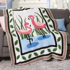Herrschners Flamingos Afghan Crochet Kit