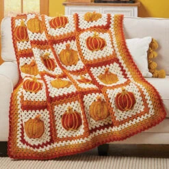 Herrschners Pumpkin Spice Afghan Crochet Kit