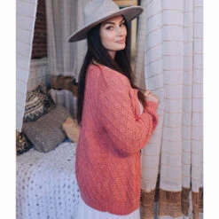 Lion Brand Waffle Stitch Cardigan Knit Yarn Kit