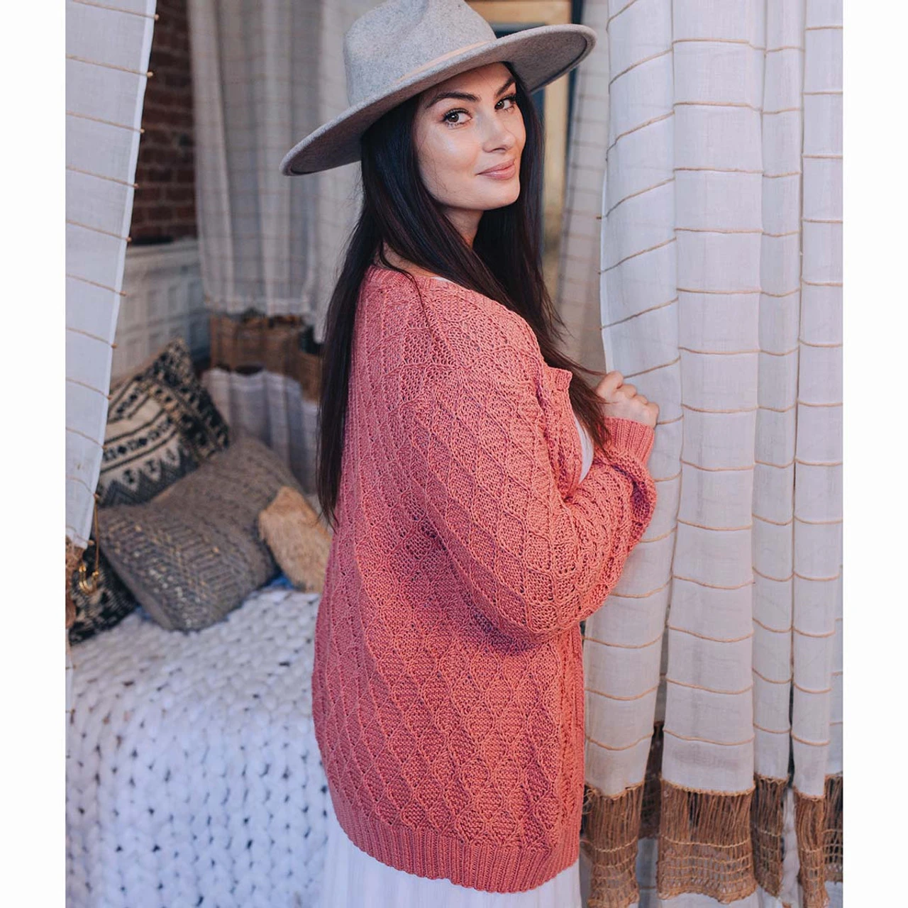 Lion Brand Waffle Stitch Cardigan Knit Yarn Kit 3 Lion Brand Waffle Stitch Cardigan Knit Yarn Kit