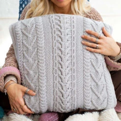 Lion Brand Cable Rhapsody Pillow Knit Kit -Robotime Zone 226104P 2 62351.1693429997