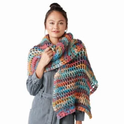 Red Heart Turkish Stitch Crochet Shawl Yarn Kit