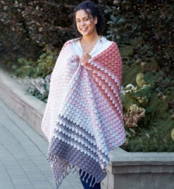 Red Heart Softly Striped Crochet Wrap Crochet Kit