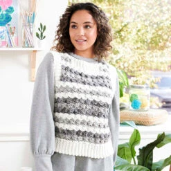 Red Heart Striped Vest Crochet Kit