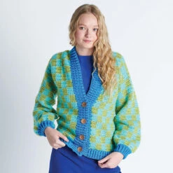 Caron Checkered Cardigan Crochet Kit