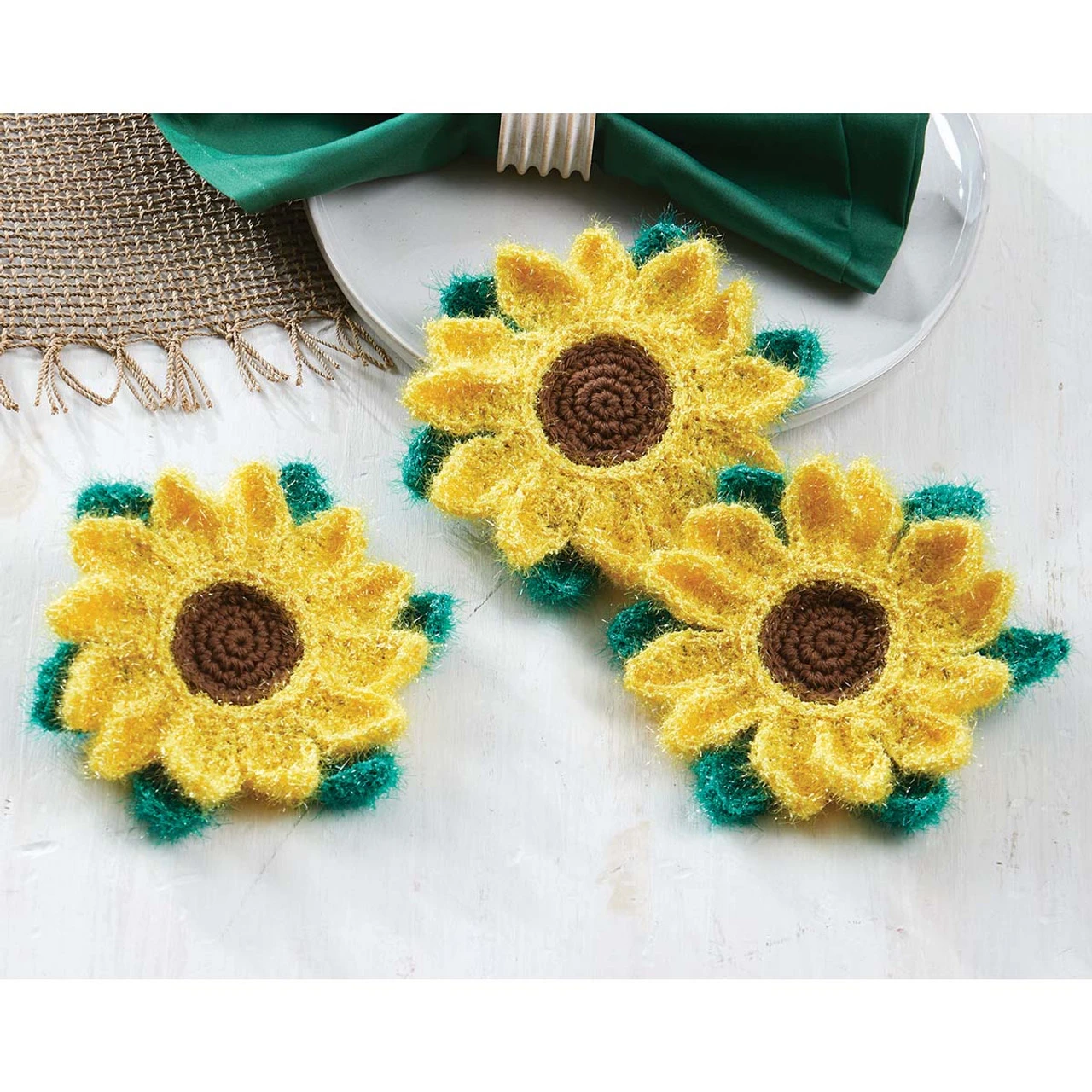 Herrschners Sunflower Scrubbies Crochet Kit 3 Herrschners Sunflower Scrubbies Crochet Kit