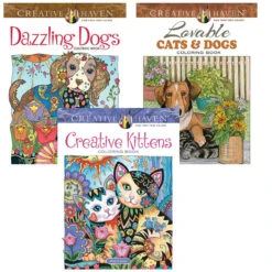 Dover Cats & Dogs, Set Of 3 Coloring Book