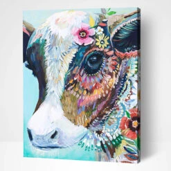 Adbrain Floral Cow Paint-by-Number Kit