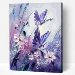 Adbrain Purple Butterflies Paint-by-Number Kit