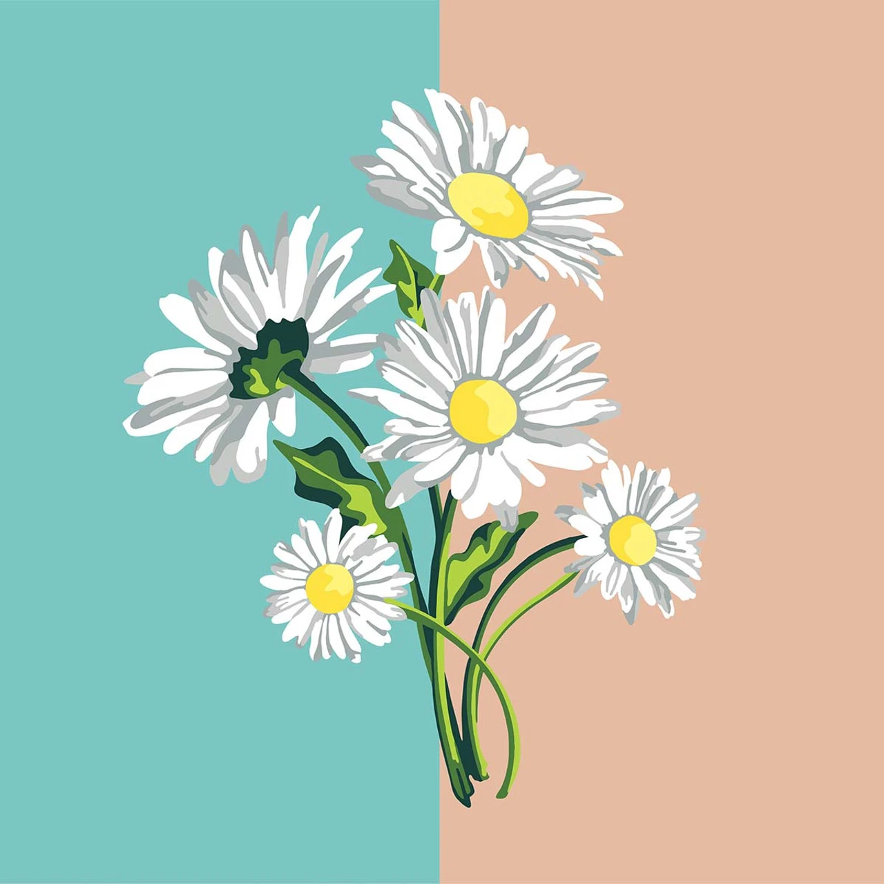 Plaid Daises Paint-by-Number Kit 3 Plaid Daises Paint-by-Number Kit