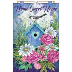 Design Works Blue Floral-April Banner Felt & Sequin Kit