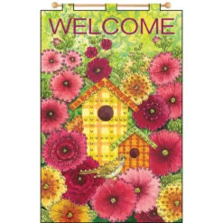 Design Works Yellow Birdhouse-May Banner Felt & Sequin Kit