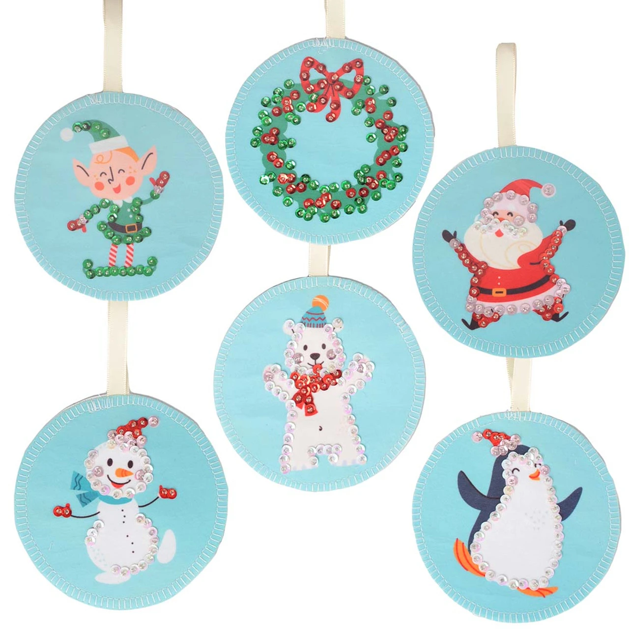 Herrschners Cute Santa Felt & Sequin Kit 3 Herrschners Cute Santa Felt & Sequin Kit