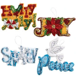 Bucilla Words For The Season Ornaments Felt & Sequin Kit -Robotime Zone 500317 2 42942.1693456983