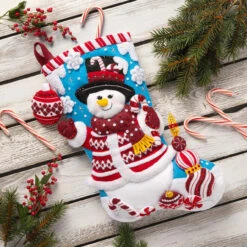 Bucilla Peppermint Snowman Stocking Kit -Robotime Zone 500370 3 21013.1695657584
