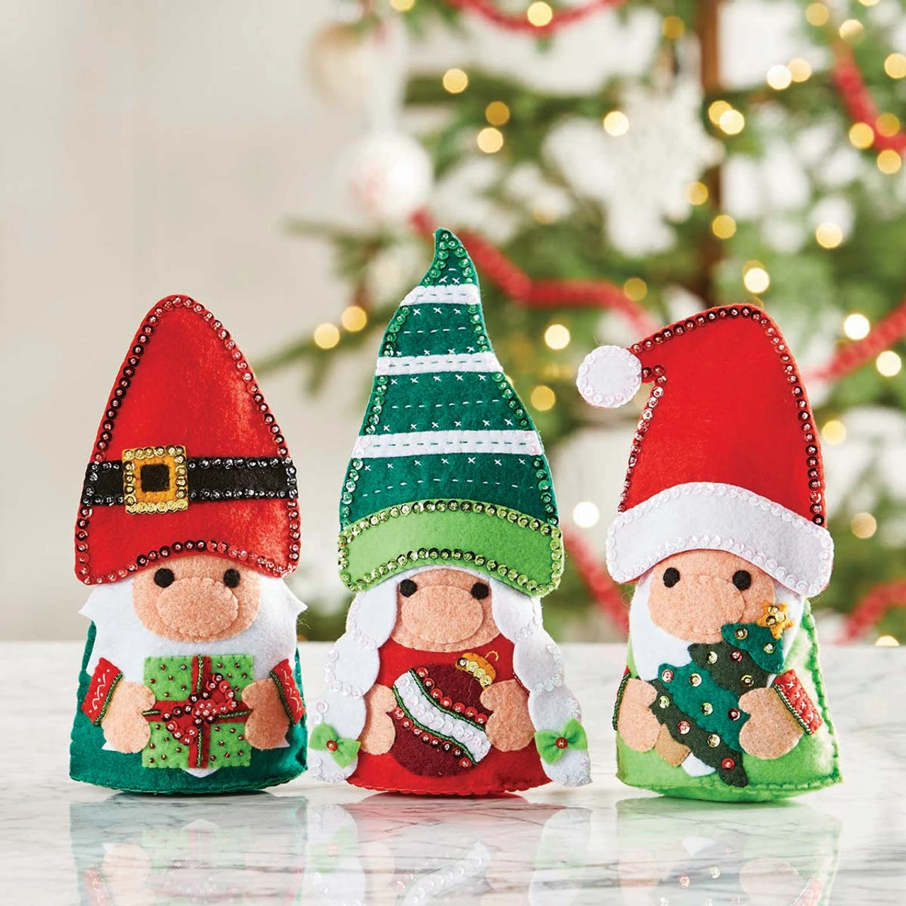 Felt Street Holly Jolly Gnomies Shelf Sitters Felt & Sequin Kit 3 Felt Street Holly Jolly Gnomies Shelf Sitters Felt & Sequin Kit