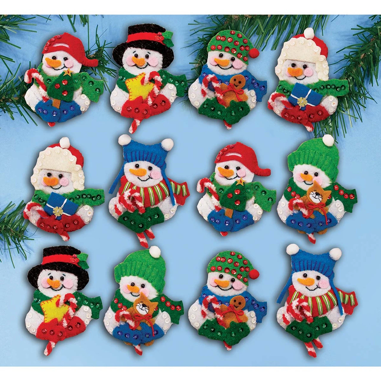 Design Works Candy Cane Snowman Felt & Sequin Kit 3 Design Works Candy Cane Snowman Felt & Sequin Kit