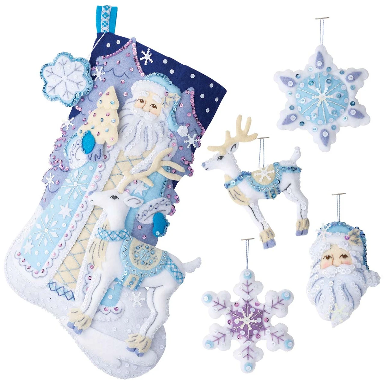 Bucilla Winter Wonderland Stocking & Ornaments, Set Of 2 Felt & Sequin Kit 3 Bucilla Winter Wonderland Stocking & Ornaments, Set Of 2 Felt & Sequin Kit