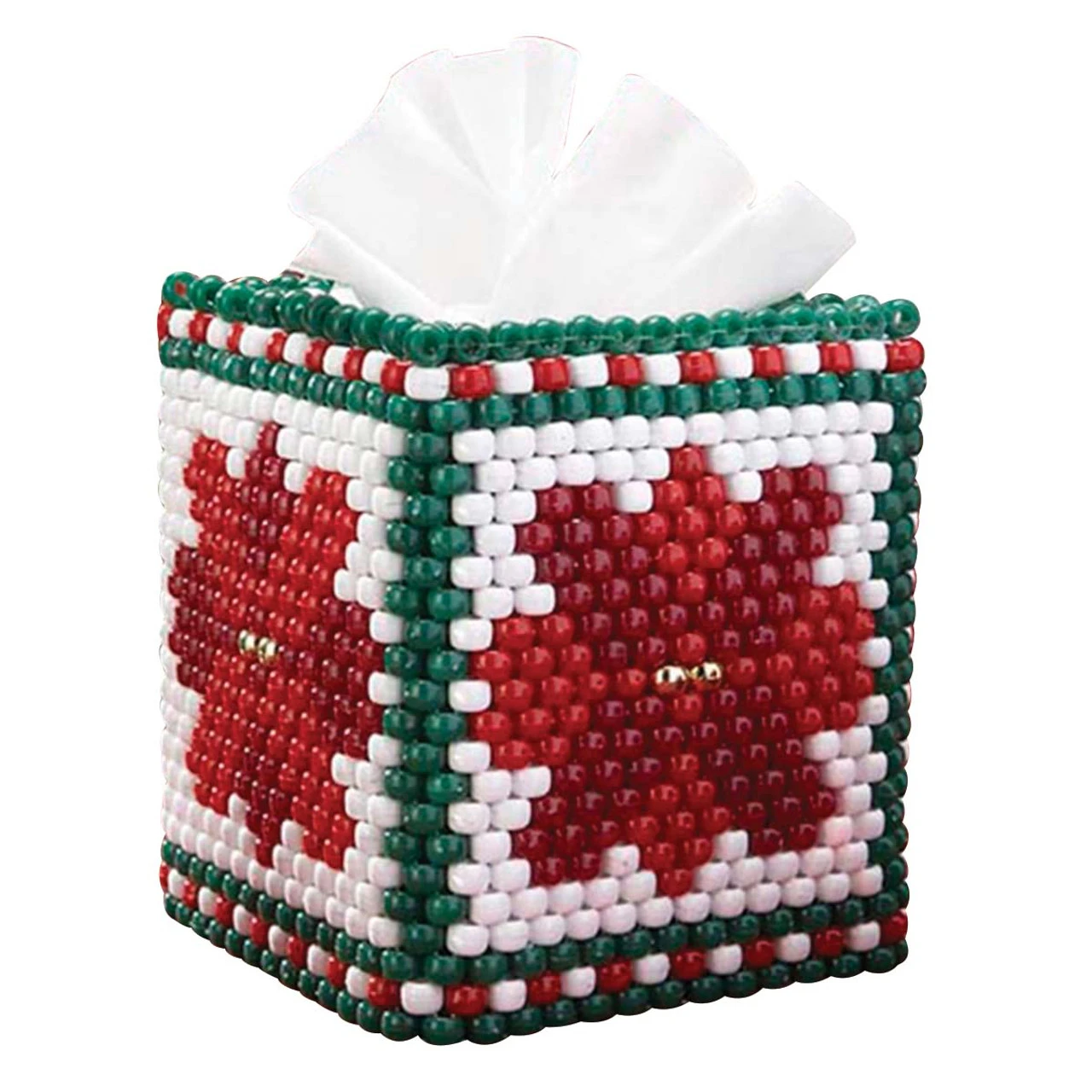 Herrschners Holiday Poinsettia Tissue Box Cover Pony Bead Kit 3 Herrschners Holiday Poinsettia Tissue Box Cover Pony Bead Kit