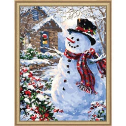 Adbrain Cheerful Snowman Paint-by-Number Kit
