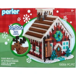 Perler Beads Winter Lodge Gingerbread House Beading Kit -Robotime Zone 514450 3 69925.1693460270