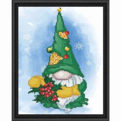 Diamond Art Green Gnome Kit & Frame Diamond Painting