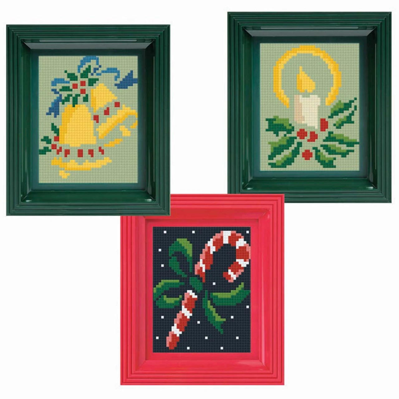 PixelHobby Bells, Candy Cane & Candle, Set Of 3 Mosaic Art Kit 3 PixelHobby Bells, Candy Cane & Candle, Set Of 3 Mosaic Art Kit