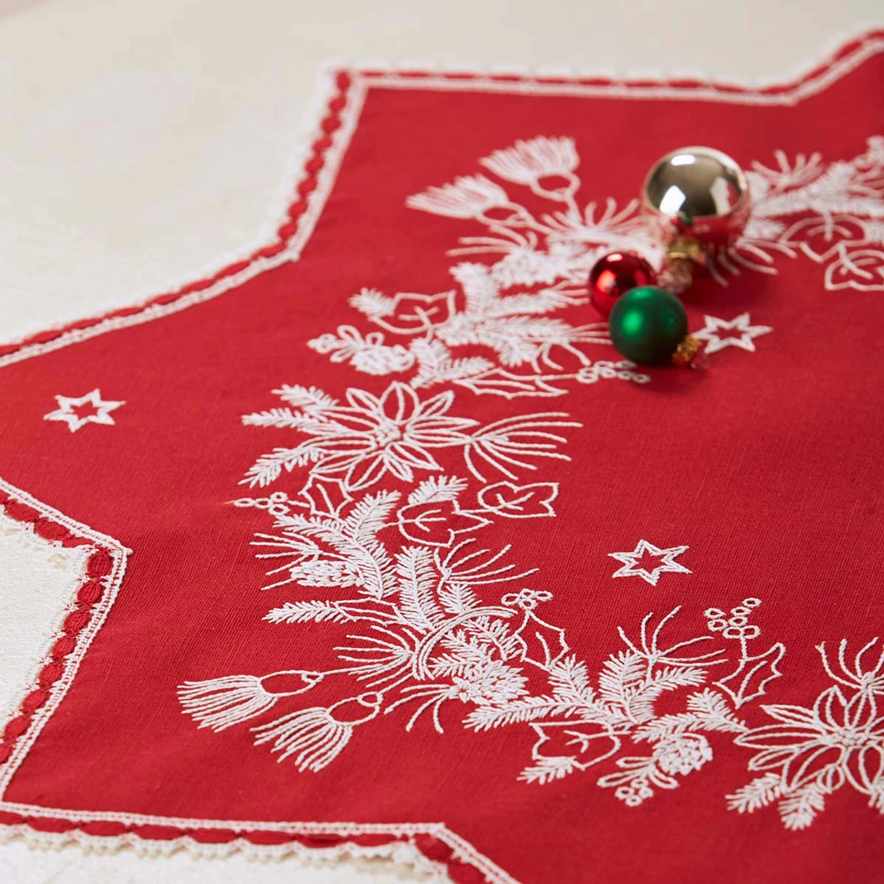 Herrschners Holiday Brilliance Table Topper Stamped Embroidery Kit 4 Herrschners Holiday Brilliance Table Topper Stamped Embroidery Kit - Image 2